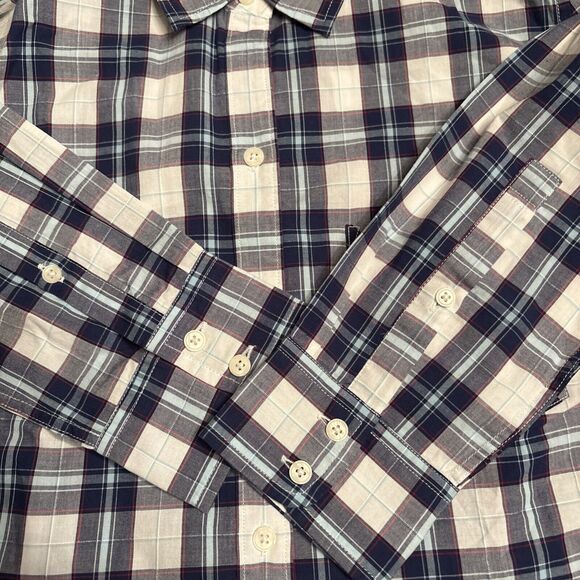 Untuckit Women's Sorbo Blue White Plaid Cotton Button Down Long Sleeve Sz 8 NWT - Picture 4 of 7